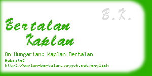 bertalan kaplan business card